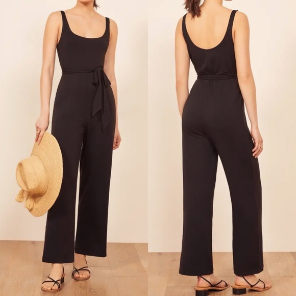 Reformation Jeans June Sleeveless Wide Leg Jumpsuit Black - Picture 3 of 10